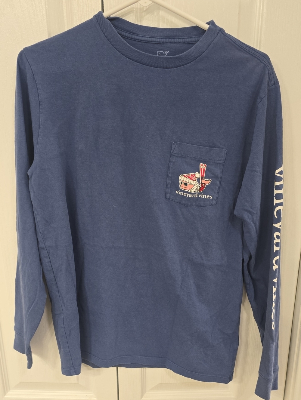 Vineyard Vines Blue Long-Sleeve Pocket Tee with Graphic